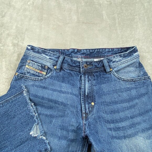 Vintage Diesel Industry Baggy Jeans 33 Blue Denim All Day Comfort Distressed Hem - Picture 4 of 14